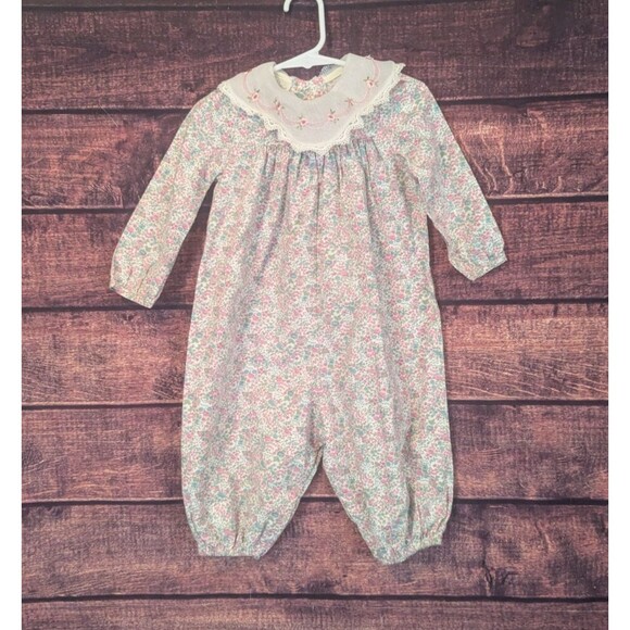 Vintage Baby Girl 18 Month Bubble Romper One Piece Floral USA Made Rare Editions - Picture 1 of 10